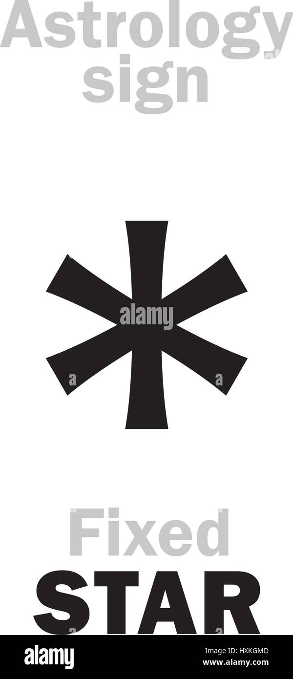 Alfabeto astrologia: Stella fissa. Caratteri geroglifici segno (simbolo unico). Illustrazione Vettoriale