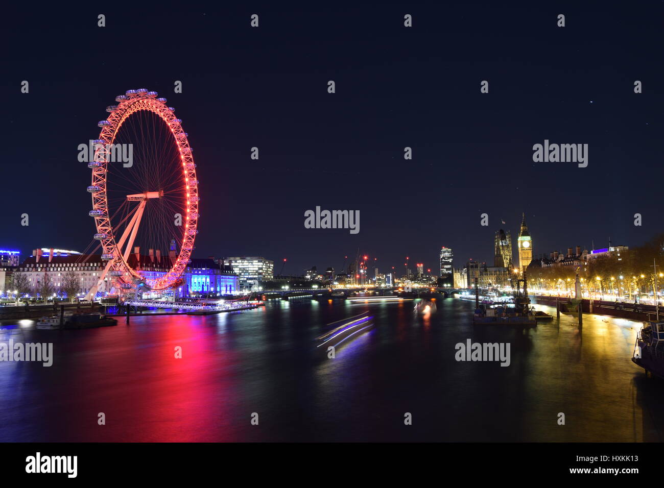 London Eye di notte Foto Stock