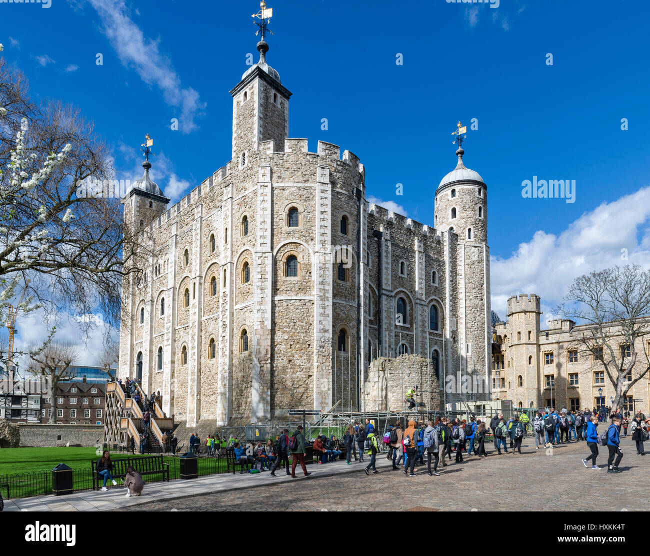 Torre di Londra. La Torre Bianca, un medievale mantenere originariamente costruita da Guglielmo il Conquistatore nei primi 1080s, la Torre di Londra, London, England, Regno Unito Foto Stock