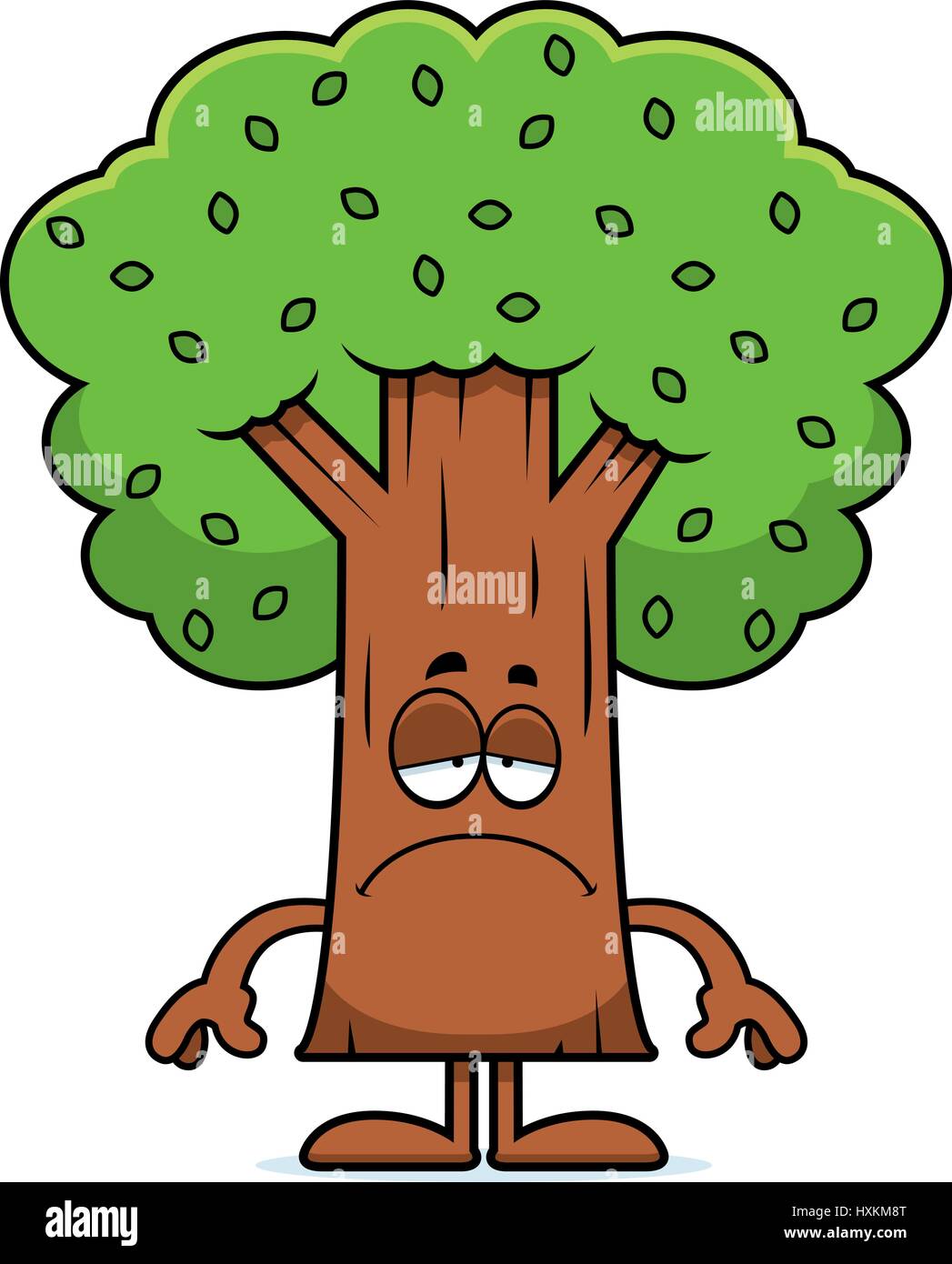 Un cartoon illustrazione di un albero cercando triste. Illustrazione Vettoriale