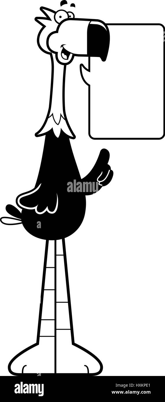 Un cartoon line art illustrazione di un uccello di terrore di parlare. Illustrazione Vettoriale