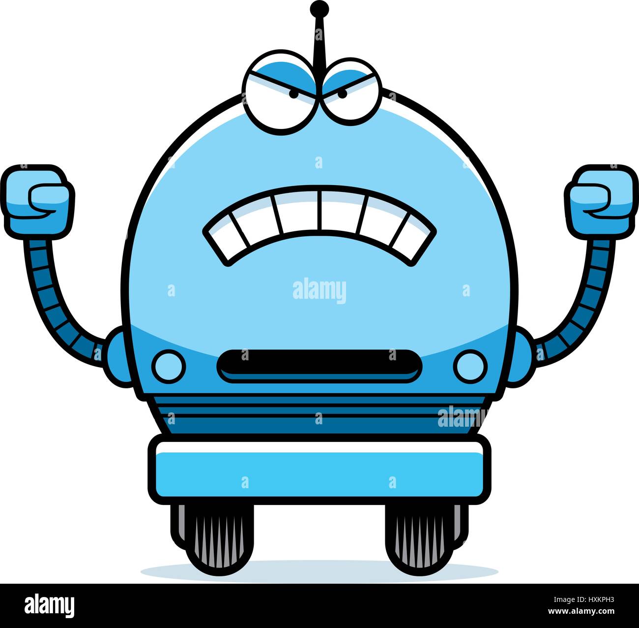 Un cartoon illustrazione di un maschio blu robot cercando arrabbiato. Illustrazione Vettoriale