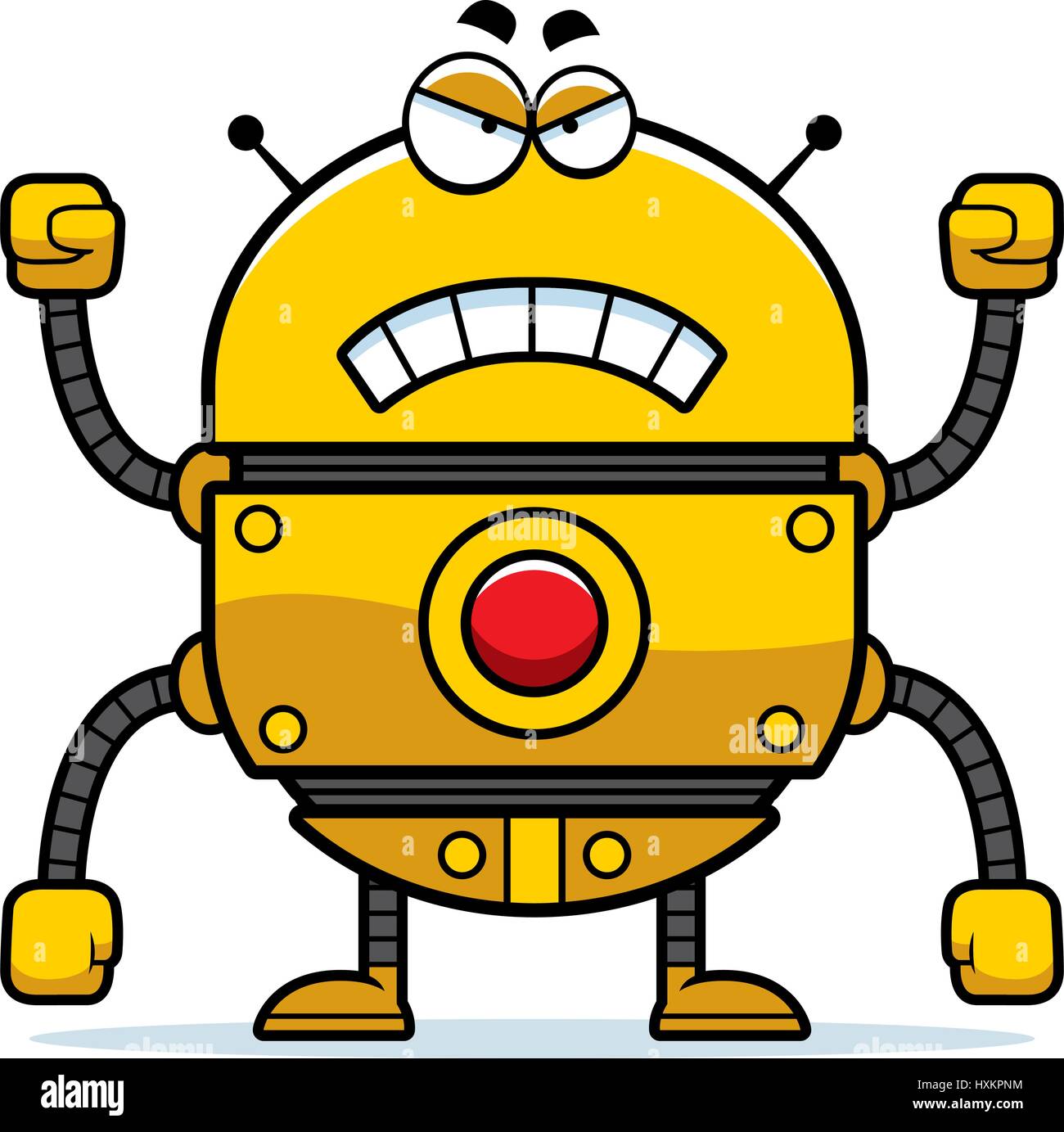 Un cartoon illustrazione di un robot oro cercando arrabbiato. Illustrazione Vettoriale