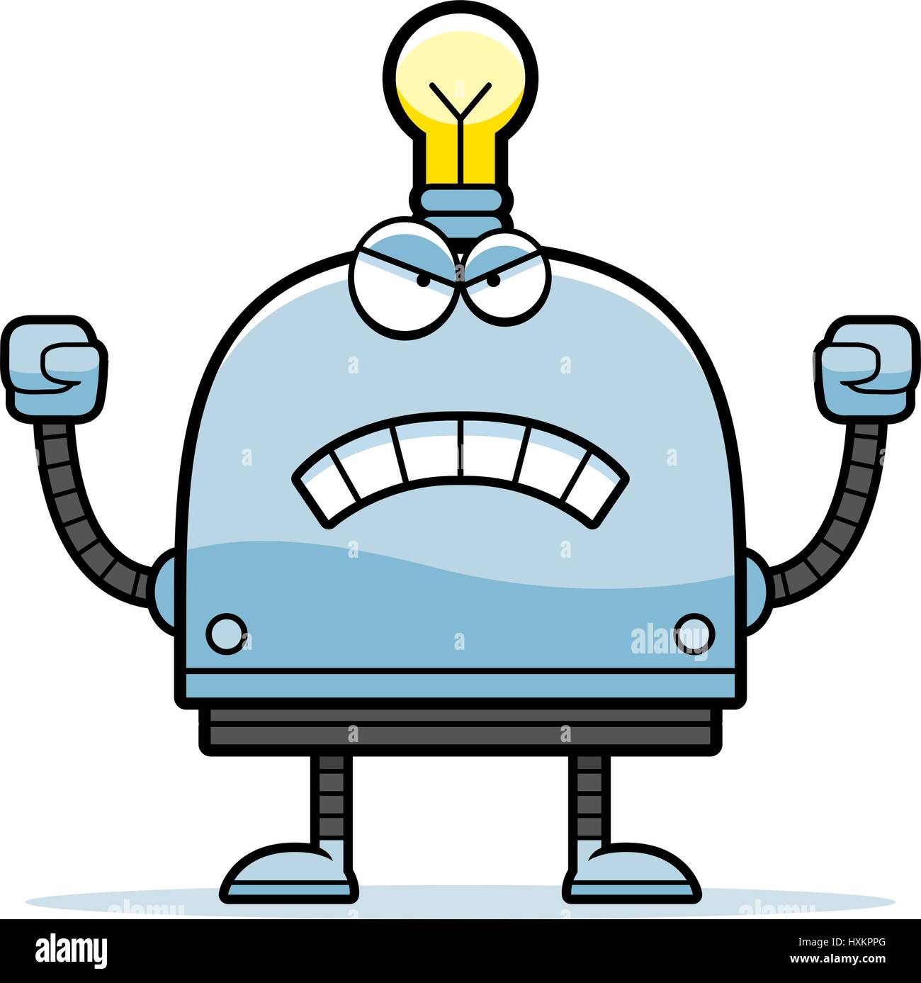 Un cartoon illustrazione di un piccolo robot cercando arrabbiato. Illustrazione Vettoriale