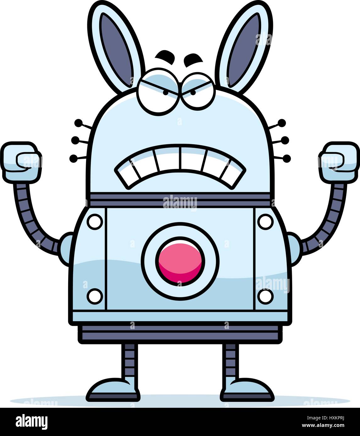 Un cartoon illustrazione di un coniglio robot cercando arrabbiato. Illustrazione Vettoriale