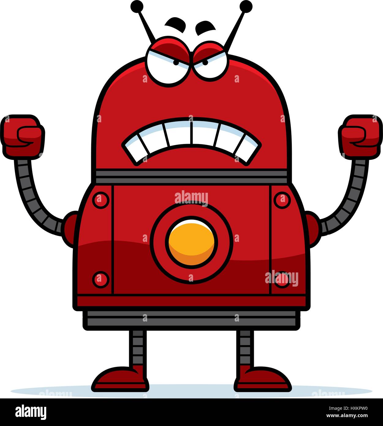 Un cartoon illustrazione di un robot rosso cercando arrabbiato. Illustrazione Vettoriale