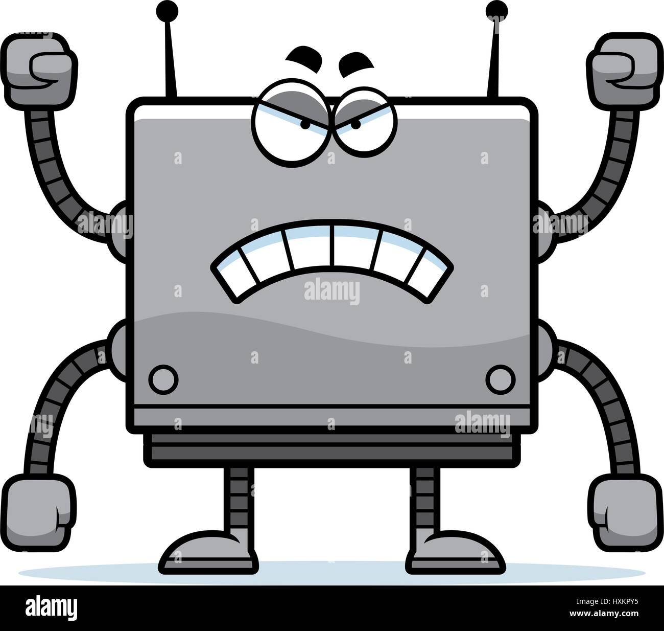 Un cartoon illustrazione di un quadrato robot cercando arrabbiato. Illustrazione Vettoriale