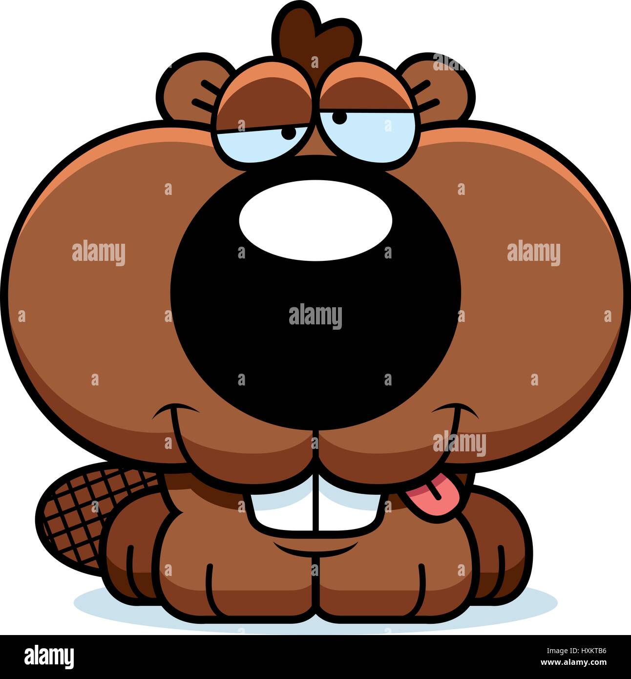 Un cartoon illustrazione di un kit di castoro con un pippo espressione. Illustrazione Vettoriale