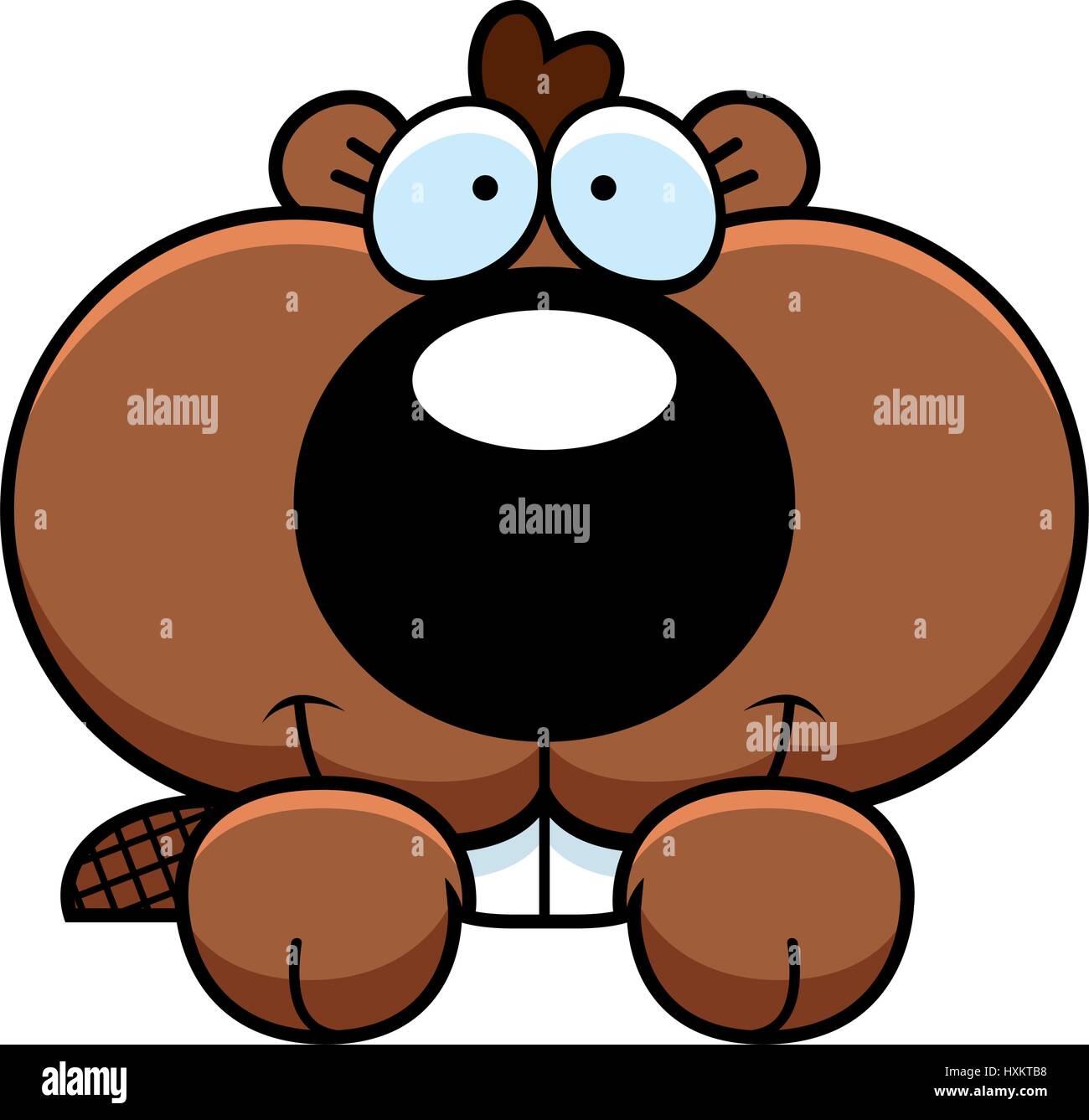 Un cartoon illustrazione di un kit di castoro peeking sopra un oggetto. Illustrazione Vettoriale