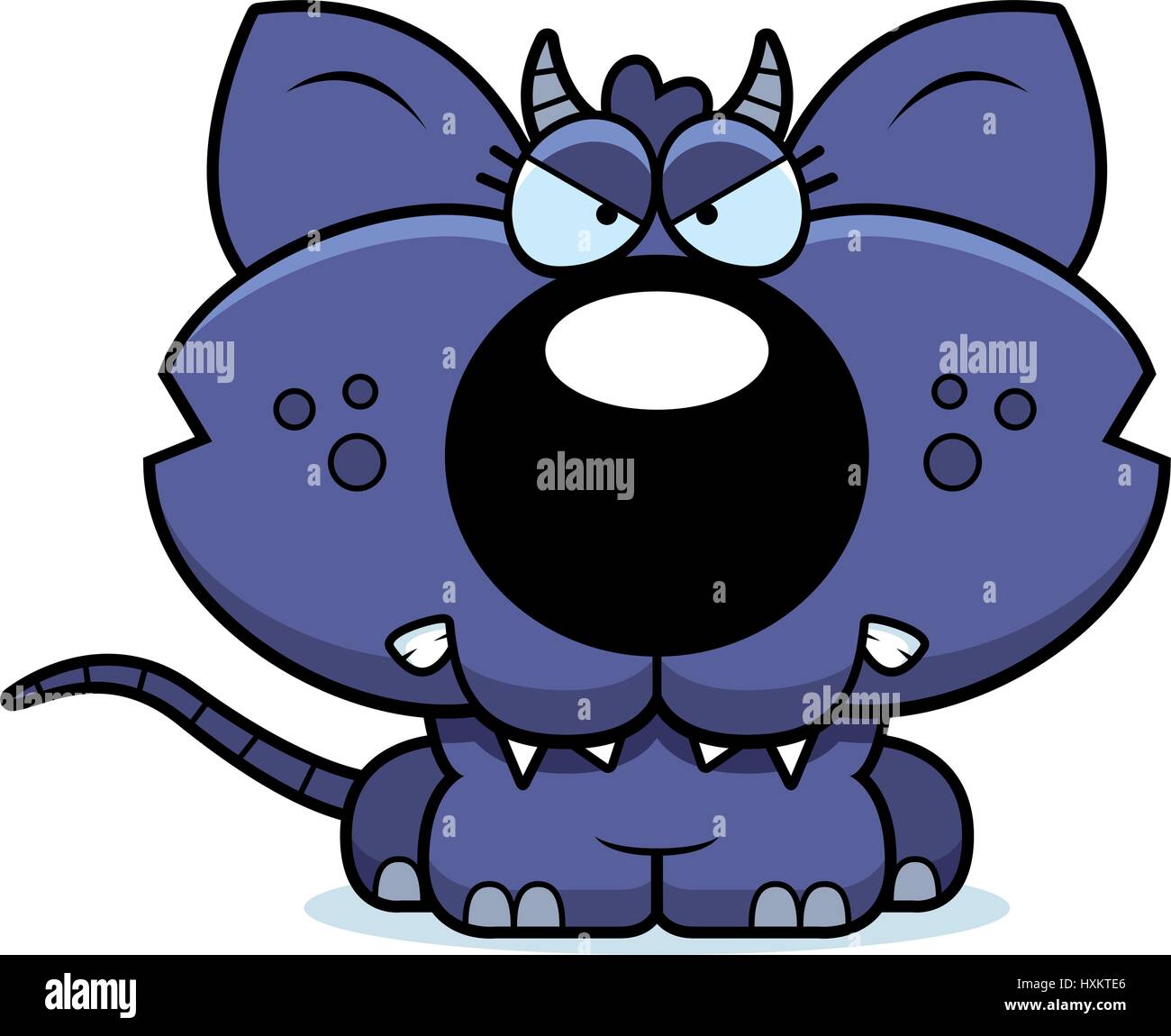 Un cartoon illustrazione di un po' di chupacabra con un espressione arrabbiato. Illustrazione Vettoriale