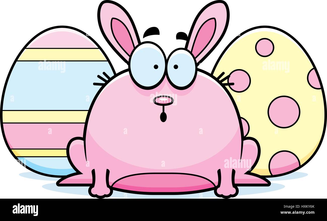 Un cartoon illustrazione del coniglietto di pasqua cercando sorpreso. Illustrazione Vettoriale
