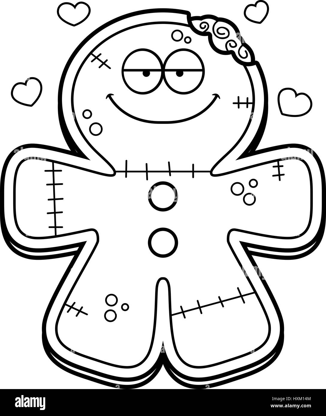 Un cartoon illustrazione di un panpepato zombie nell'amore. Illustrazione Vettoriale