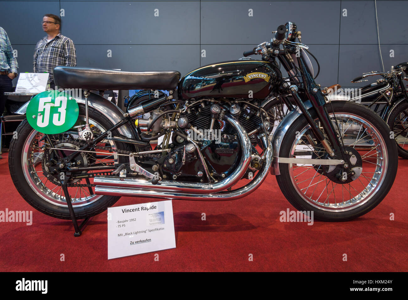STUTTGART, Germania - 02 Marzo 2017: moto sportive Vincent rapide con 'lampo nero' specifica, 1952. In Europa il più grande classico auto exhibi Foto Stock