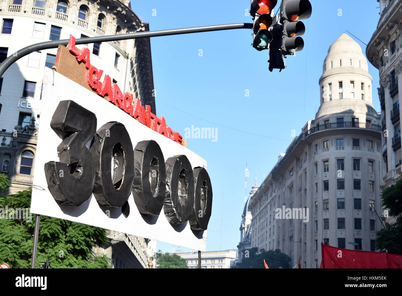 Buenos Aires, Argentina - 24 Marzo 2017: dimostrazioni sul anivesary Argentina di dittatura, il 24 marzo 2017 a Buenos Aires, Argentina. Foto Stock