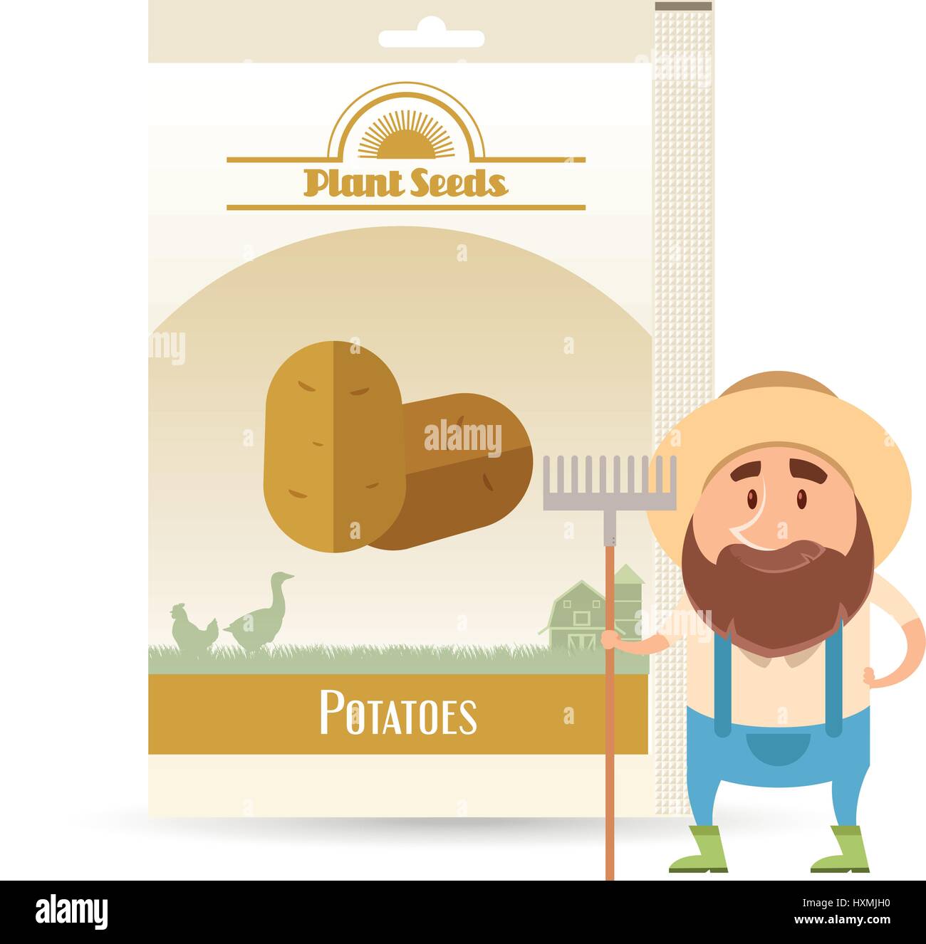 Pack di patate semi icona Illustrazione Vettoriale