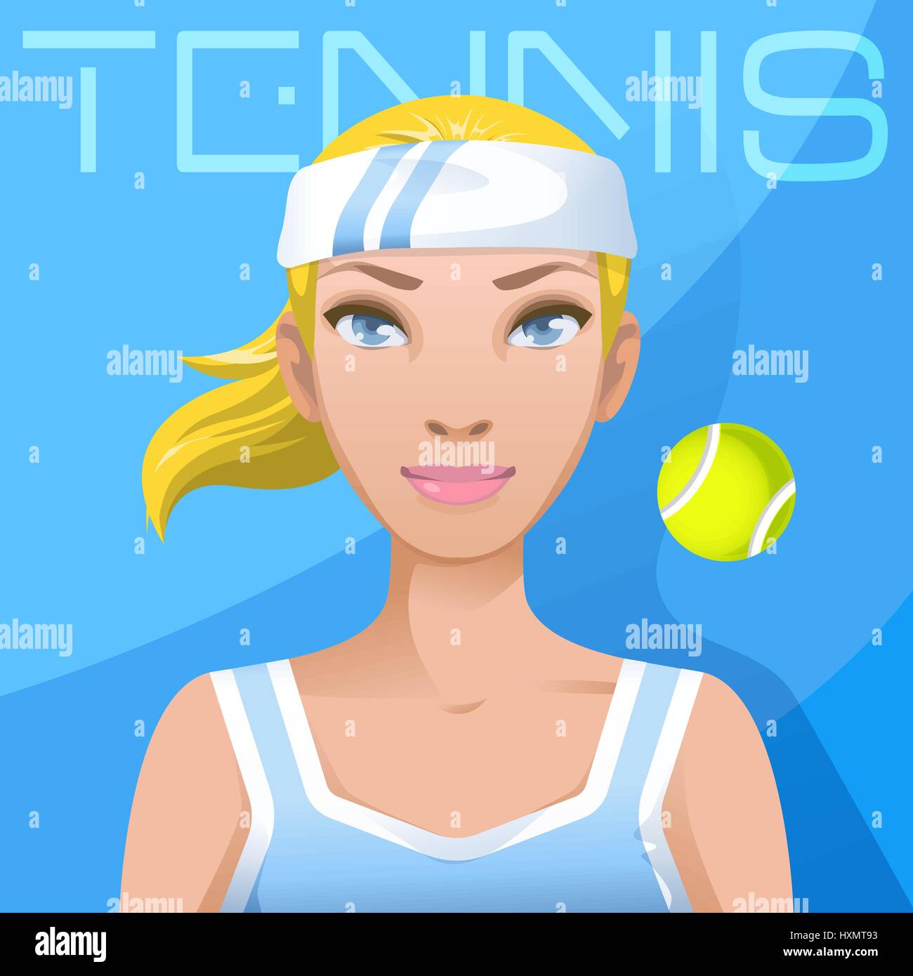 Donna giovane giocatore di tennis avatar. Sport uno stile di vita attivo Illustrazione Vettoriale