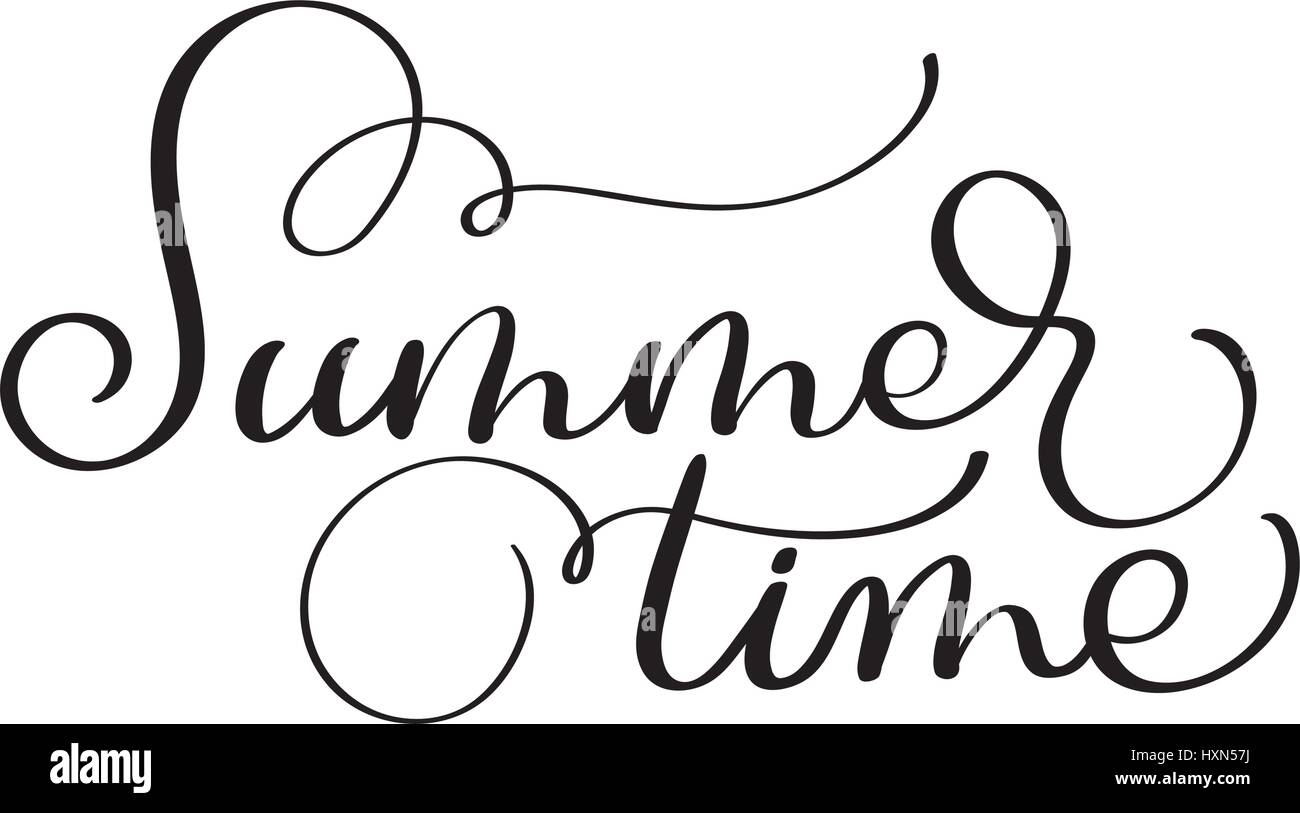 Testo estate tempo su uno sfondo bianco. Calligraphy lettering illustrazione vettoriale EPS10 Illustrazione Vettoriale