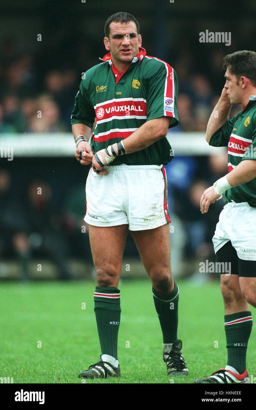 MARTIN JOHNSON LEICESTER TIGERS RU HEYWOOD ROAD VENDITA MANCHESTER 17 Novembre 2001 Foto Stock