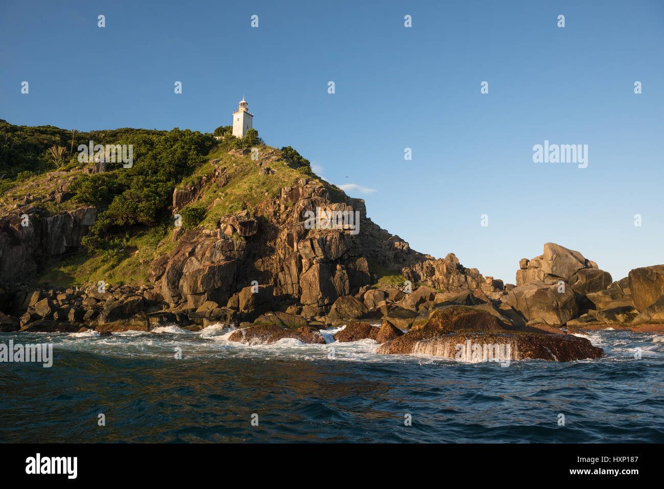 Ponta do Boi faro in Ilhabela Foto Stock