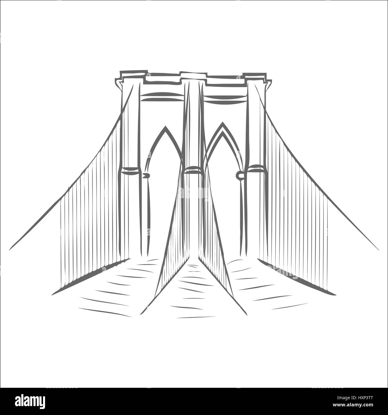 Icona del ponte di Brooklyn. Illustrazione Vettoriale
