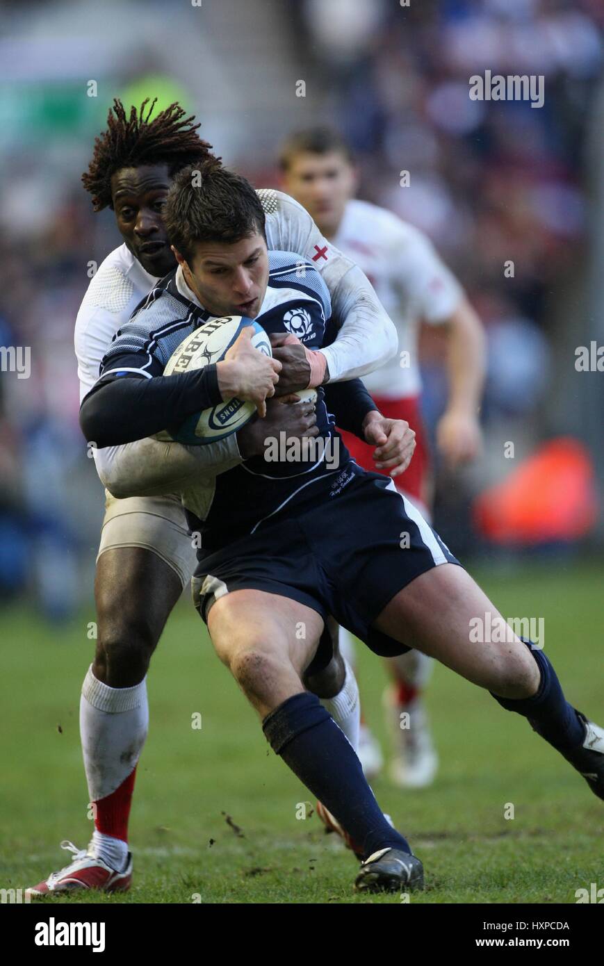 PAUL SACKEY & HUGO SOUTHWELL SCOZIA V INGHILTERRA MURRAYFIELD EDIMBURGO SCOZIA 08 Marzo 2008 Foto Stock