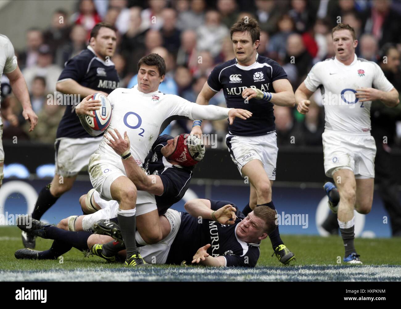 BEN YOUNGS ottengono affrontati da Kell INGHILTERRA V SCOZIA RU TWICKENHAM MIDDLESEX INGHILTERRA 13 Marzo 2011 Foto Stock