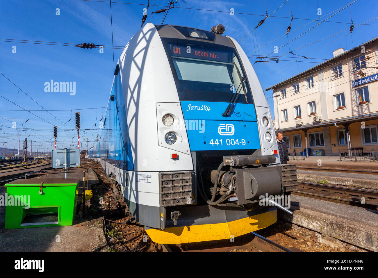 Ceske drahy, Ferrovie ceche Classe 441 in stazione a Usti nad Labem - Zapad, Repubblica Ceca treno Foto Stock