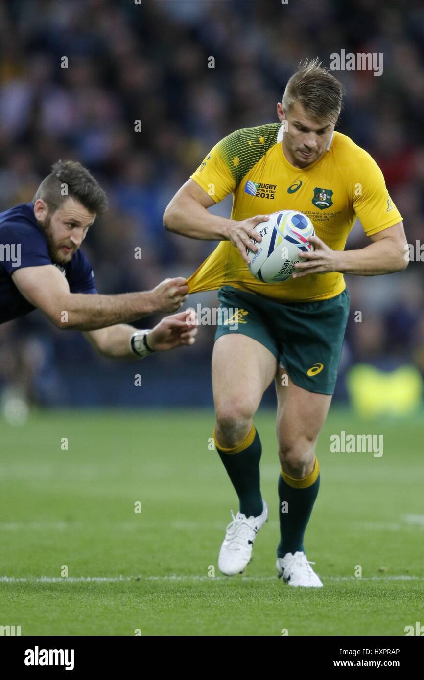 TOMMY SEYMOUR DREW MITCHELL AUSTRALIA V SCOZIA AUSTRALIA V SCOTLAND TWICKENHAM Londra Inghilterra 18 Ottobre 2015 Foto Stock