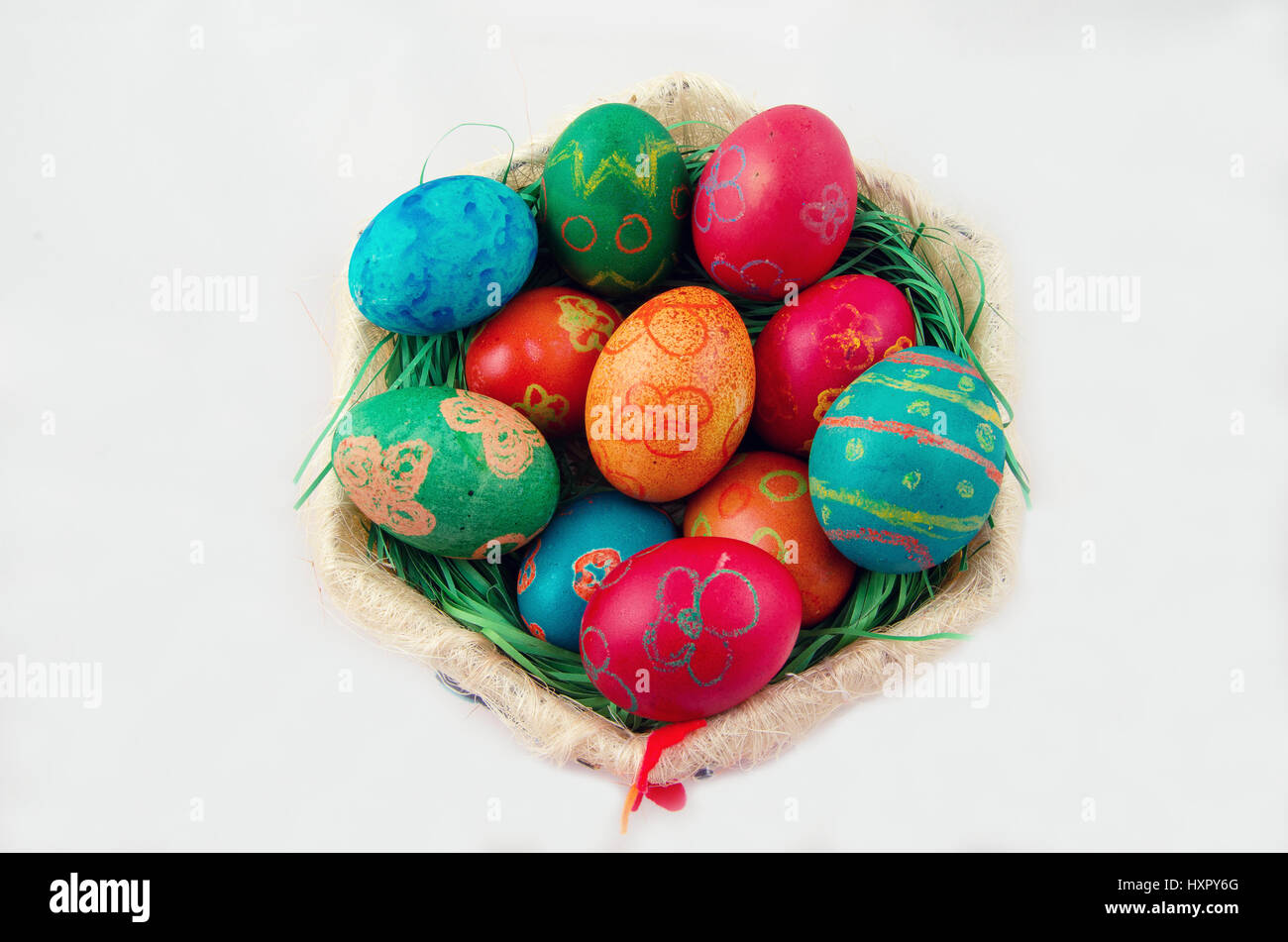 Cesto di uova di Pasqua. Foto Stock