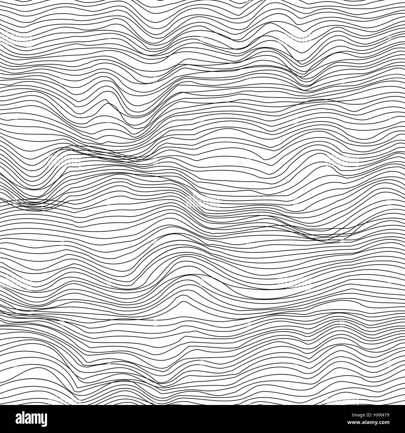 Abstract di nero e sfondo bianco, ondulate linee geometriche in moderno mesh 3D stile di tessitura. EPS10 vettore. Illustrazione Vettoriale