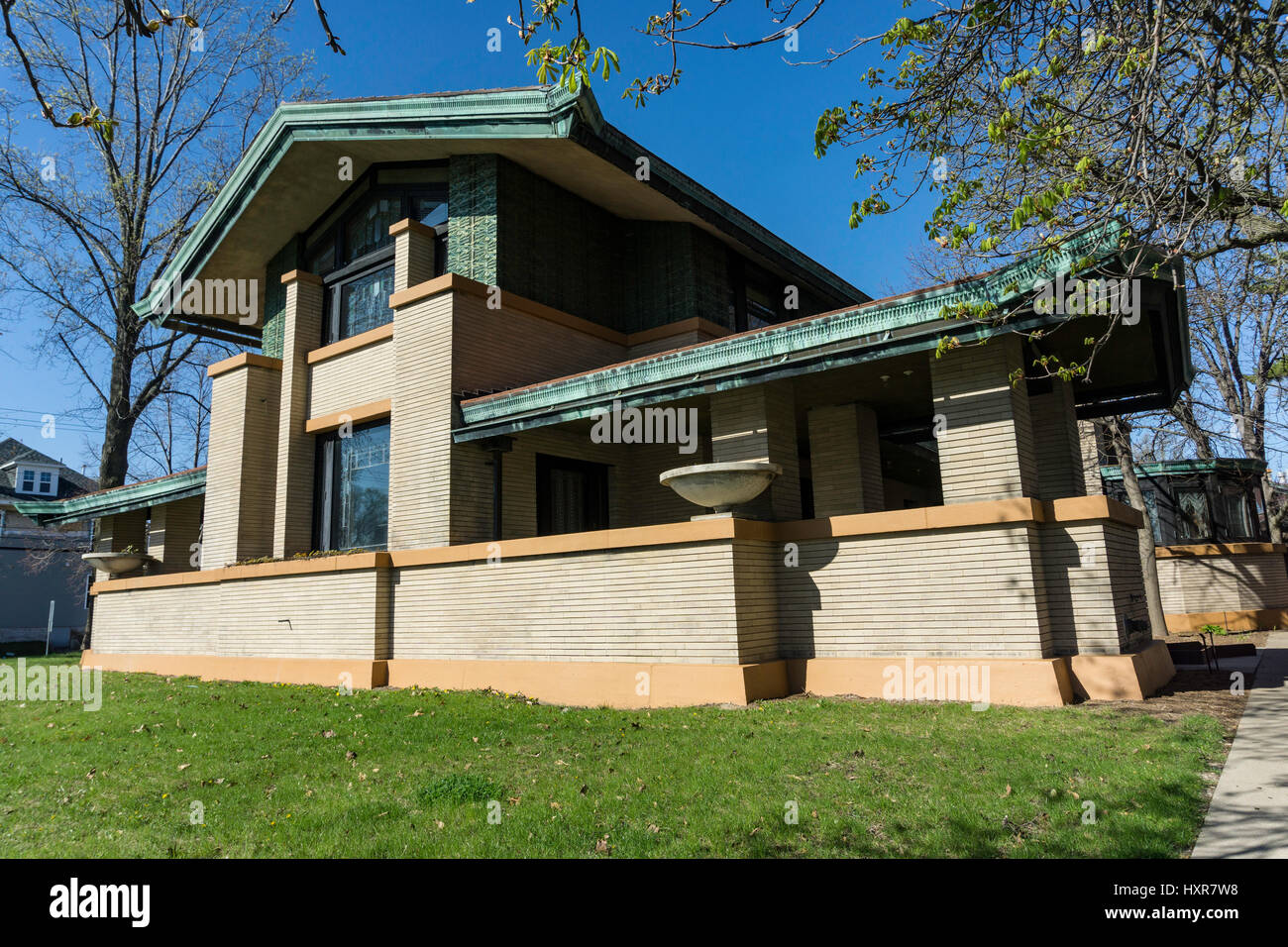 Frank Lloyd Wright progettato Dana-Thomas home in Springfield, IL. Foto Stock