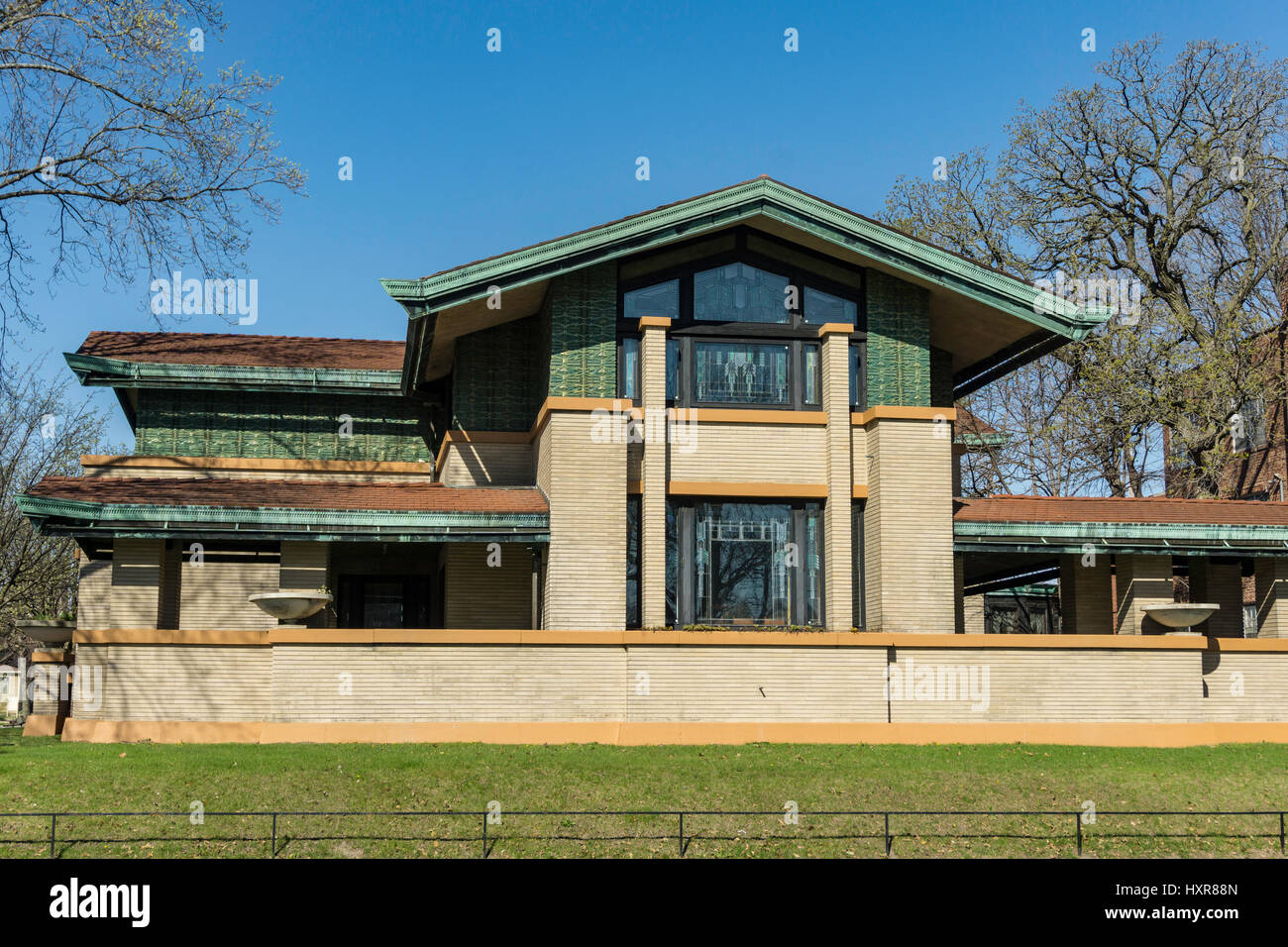 Frank Lloyd Wright progettato Dana-Thomas home in Springfield, IL. Foto Stock
