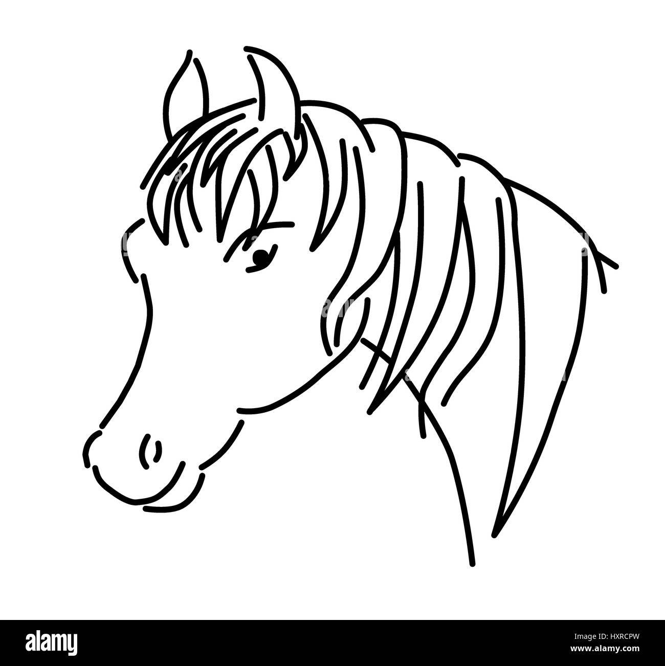 Delineato della testa di cavallo vettore, illustrazione Illustrazione Vettoriale