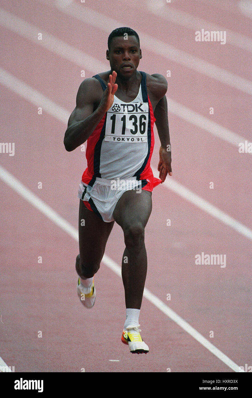 CARL LEWIS 100 metri di Tokyo il 24 agosto 1991 Foto Stock