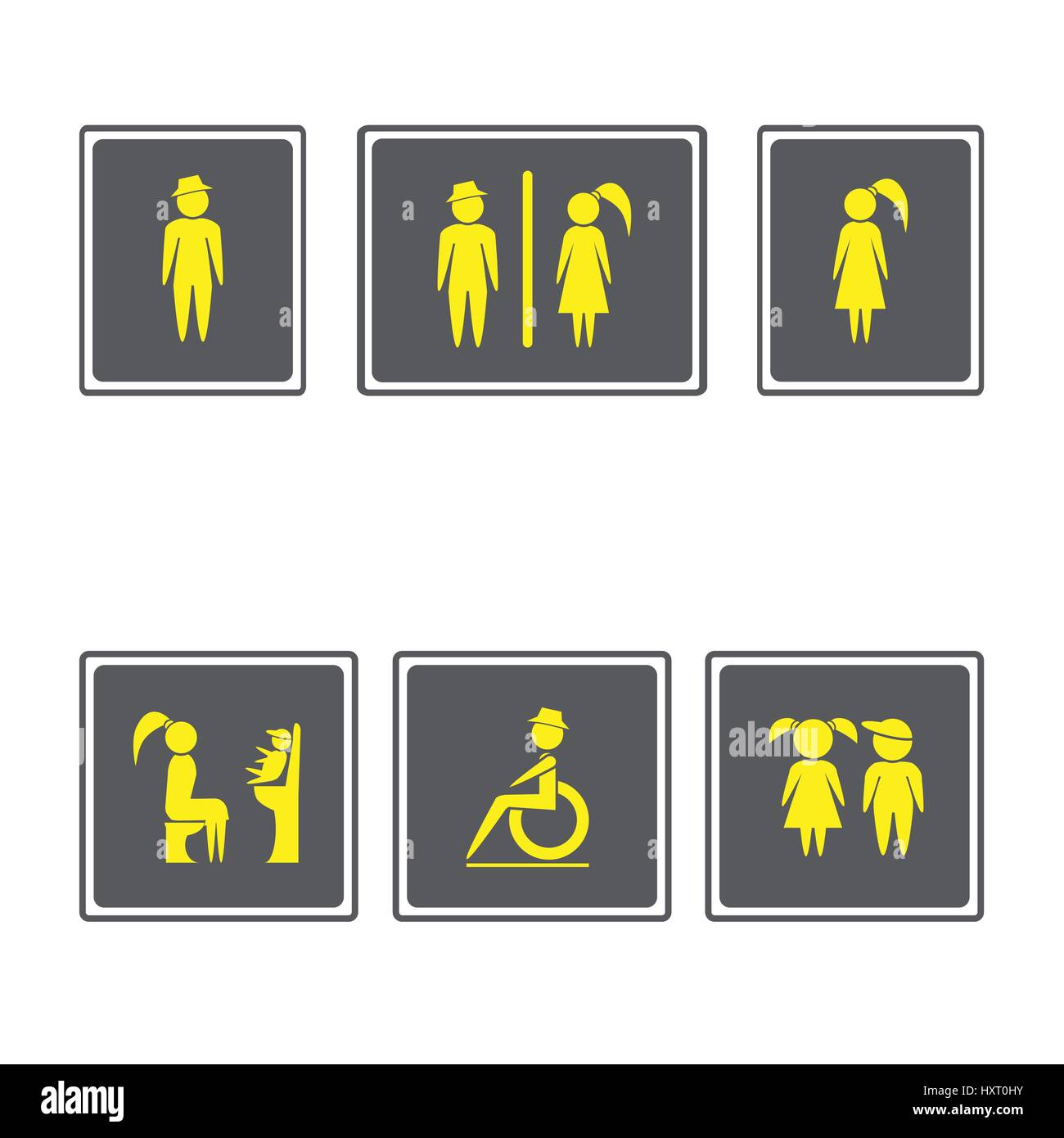 Servizi igienici segni ,Restroom cartelli.un ragazzo e una ragazza icon.l uomo e la donna icon.Famiglia set di icone.illustrazione vettoriale Illustrazione Vettoriale