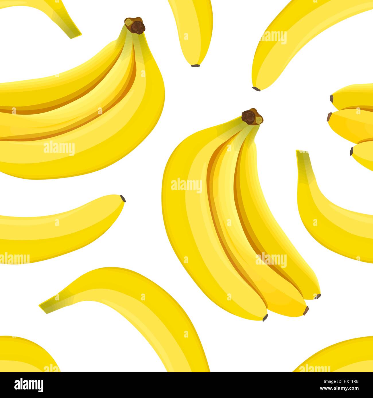 Banana seamless pattern. Banane mature isolati su sfondo bianco Illustrazione Vettoriale