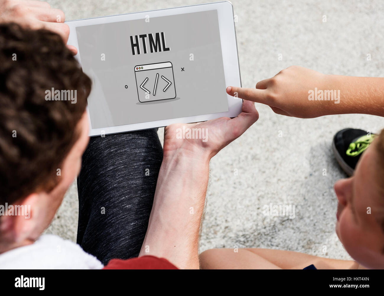 Programmatore HTML codifica il concetto di script Foto Stock