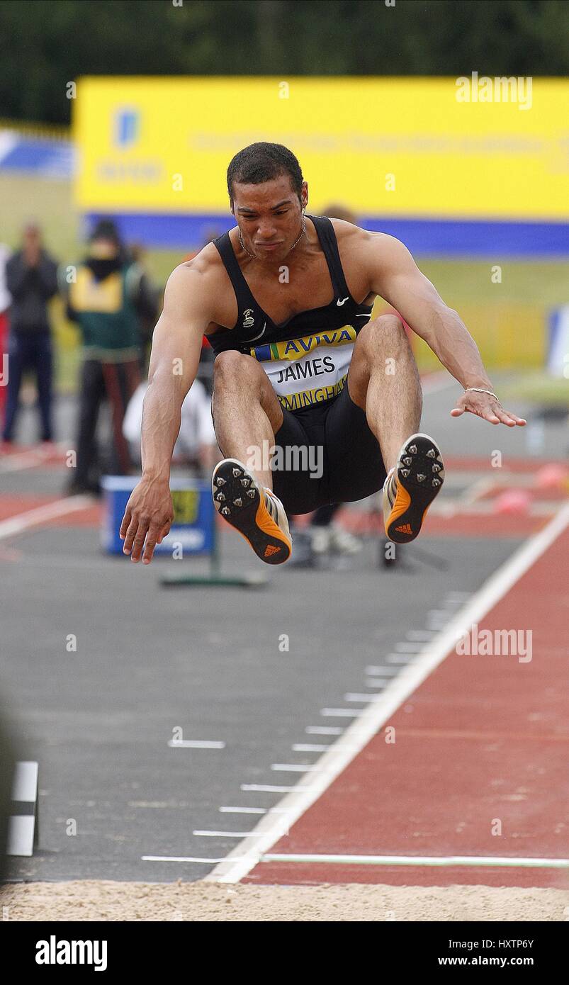 RYAN JAMES LONG JUMP ALEXANDER STADIUM Birmingham Inghilterra 12 Luglio 2008 Foto Stock