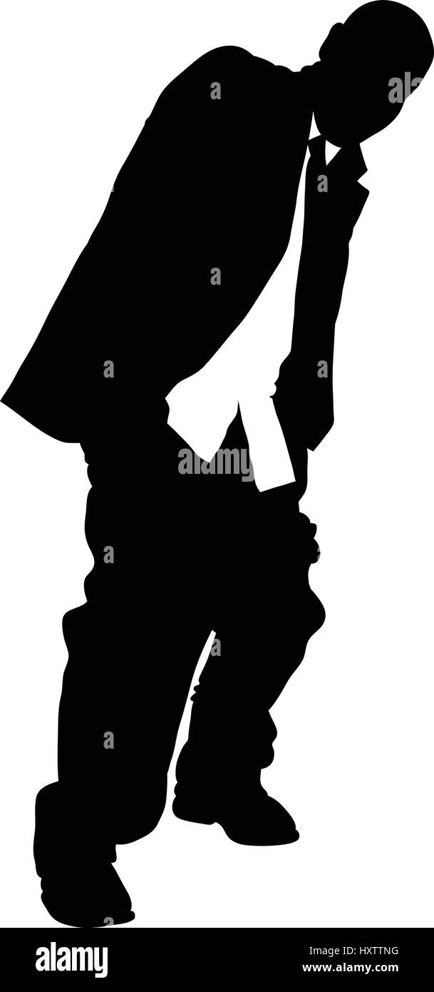 Una silhouette di un uomo a tirare in alto il suo pantaloni. Illustrazione Vettoriale