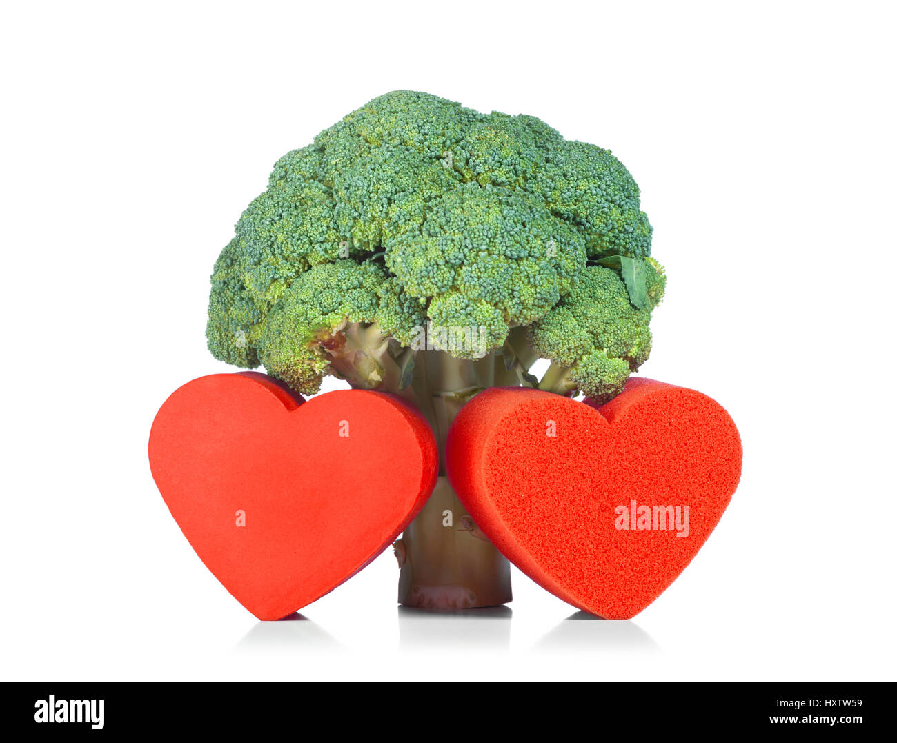 Materie di broccoli con il cuore, il concetto di alimenti sani. Foto Stock