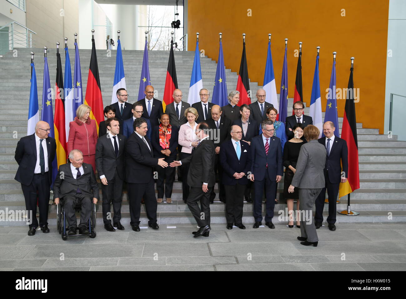 Berlino, Germania, marzo 31st, 2015: tedesco francese il ministro consiglio tenuto. Foto Stock