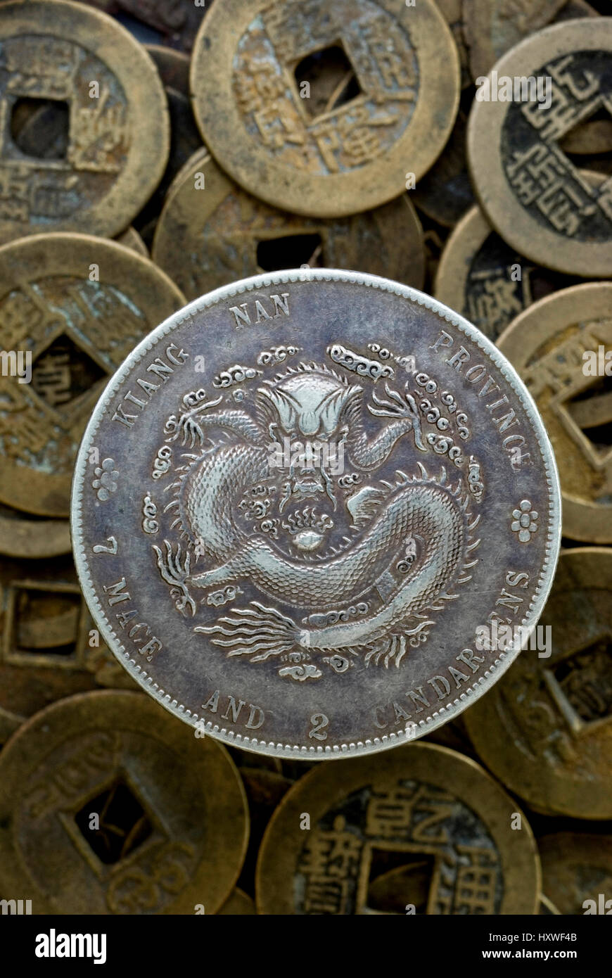 Il cinese moneta d'argento dell'Imperatore Guangxu Foto Stock