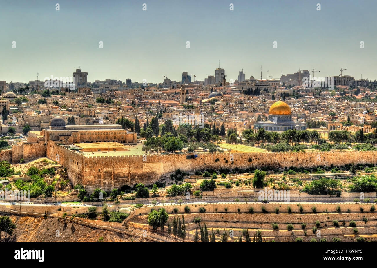 Vista del Monte del Tempio di Gerusalemme - Israele Foto Stock
