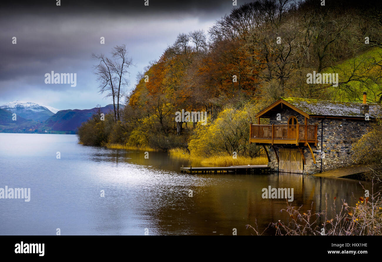 Il duca di Portland Boathouse, Ullswater, Lake District Foto Stock