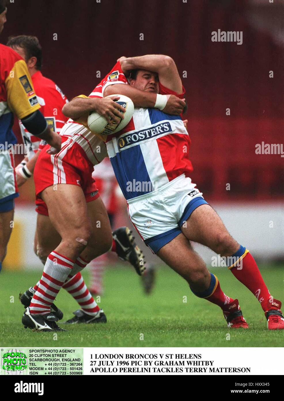 APOLLO PERELINI & MATTERSON LONDON BRONCOS V ST HELENS 27 Luglio 1996 Foto Stock