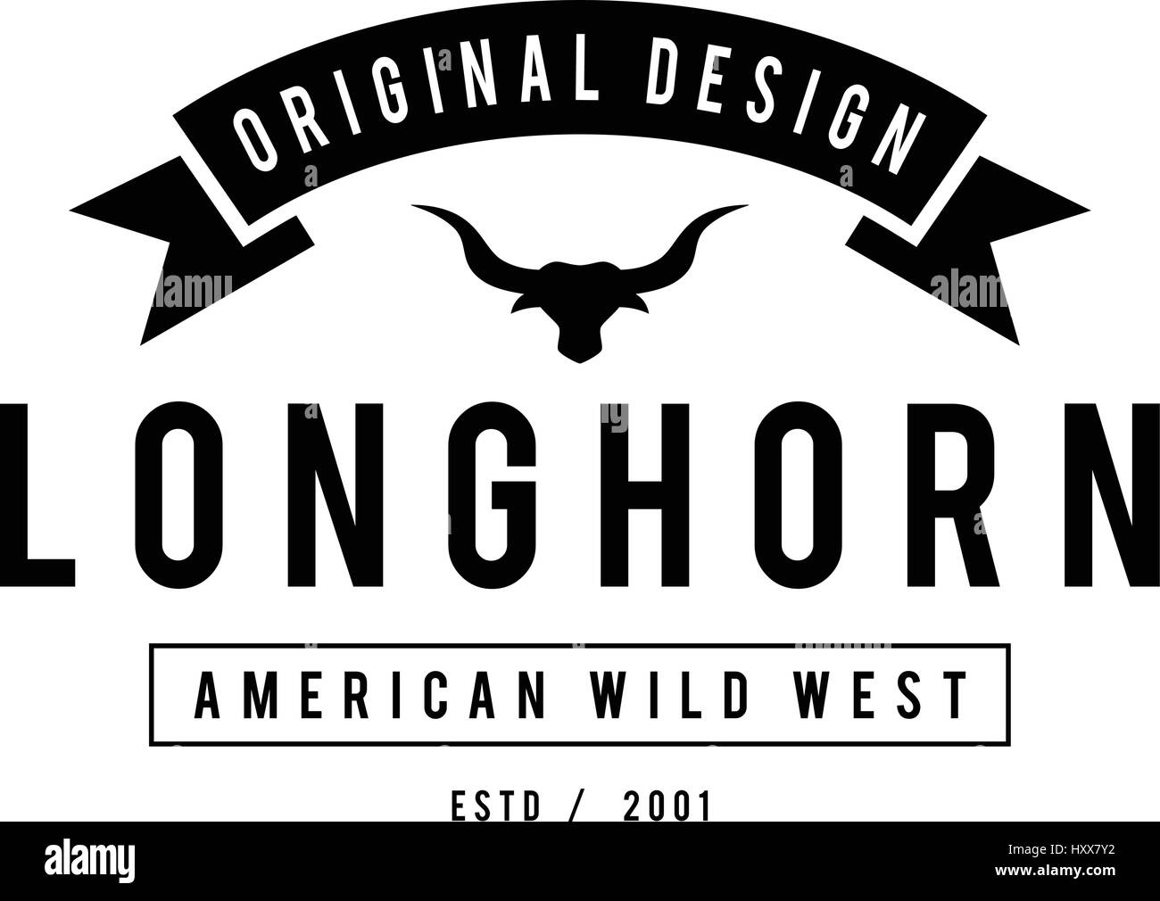 Etichetta Vintage con silhouette di testa di toro. Texas Wild West Tema. Illustrazione Vettoriale Illustrazione Vettoriale