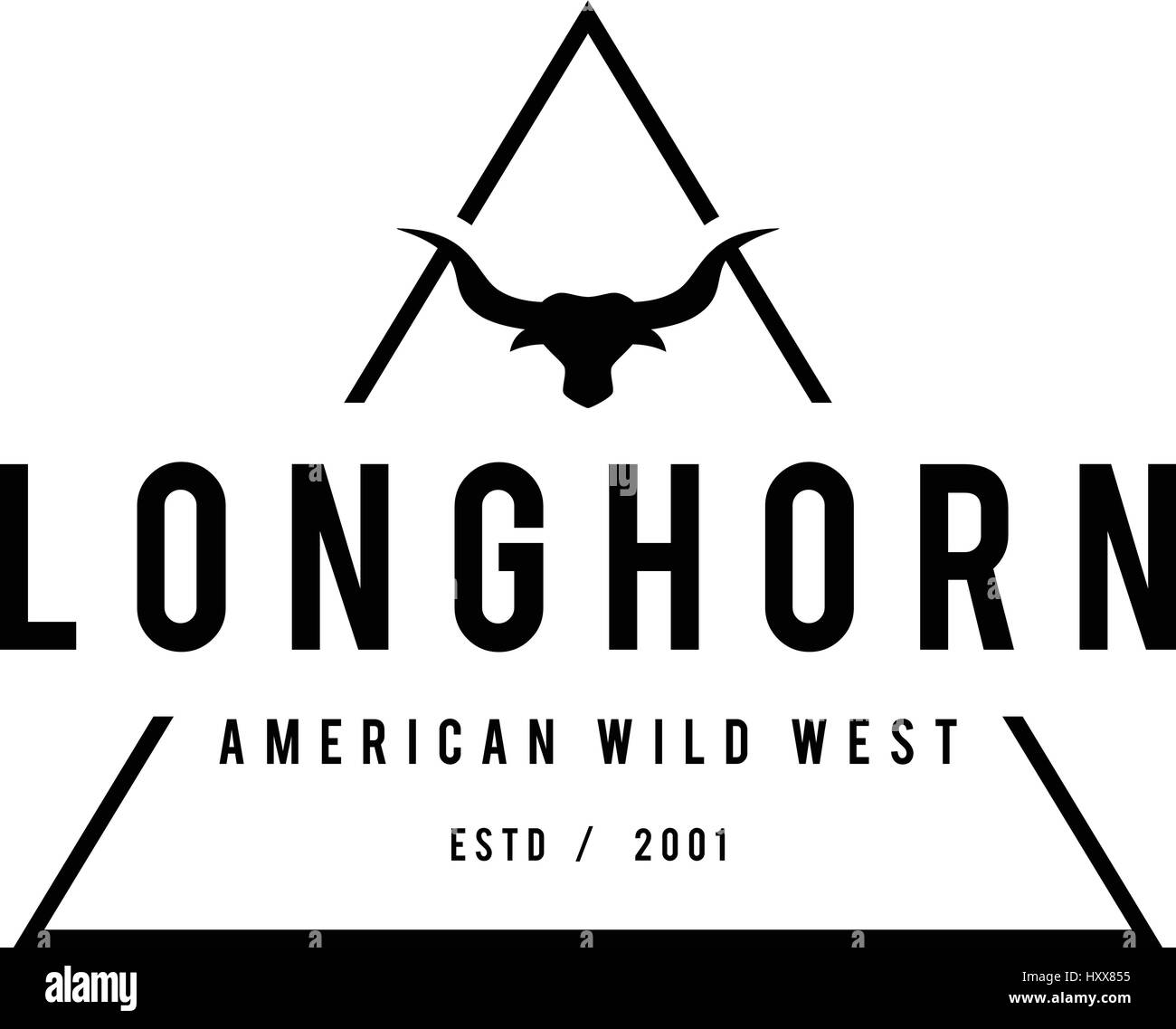 Etichetta Vintage con silhouette di testa di toro. Texas Wild West Tema. Illustrazione Vettoriale Illustrazione Vettoriale