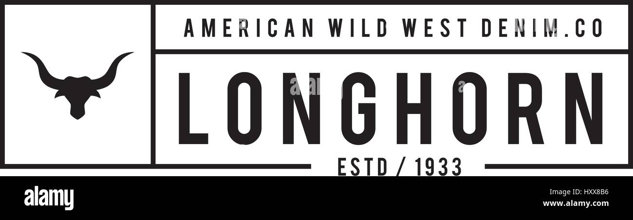 Etichetta Vintage con silhouette di testa di toro. Texas Wild West Tema. Illustrazione Vettoriale Illustrazione Vettoriale