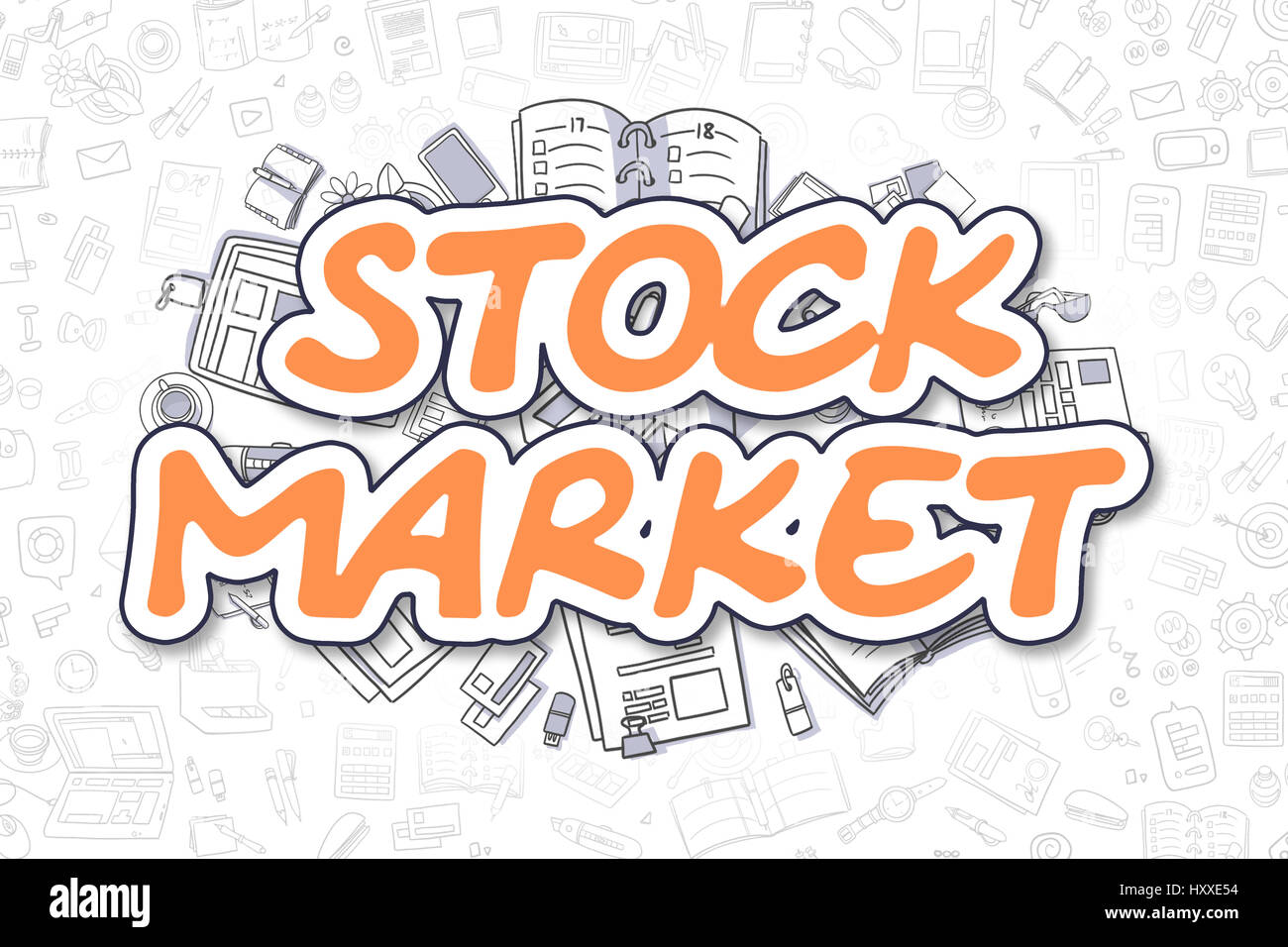 Il mercato azionario - Cartoon testo arancione. Il concetto di business. Foto Stock