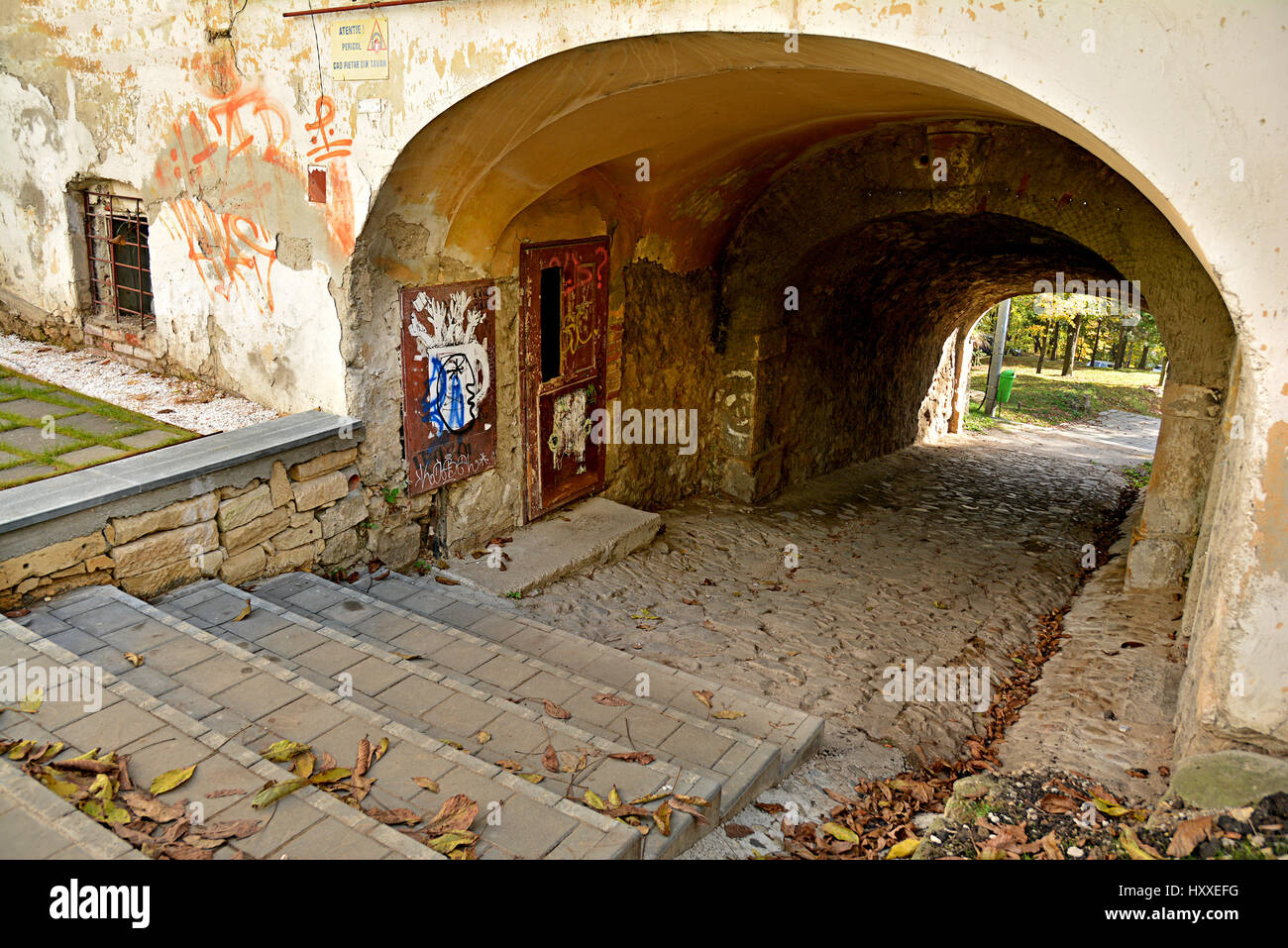Acqua sulla gate Fortress Hill Cetatuia ( ) in Cluj Napoca, Romania Foto Stock